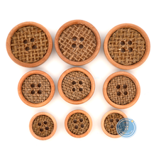 Load image into Gallery viewer, (3 pieces set) 15mm,20mm & 25mm Wooden Button with Linen Inside