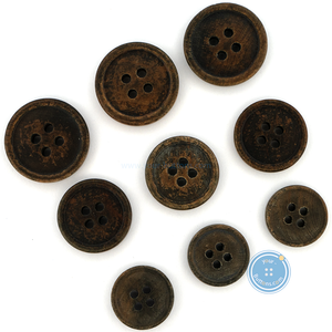 (3 pieces set) 12mm, 15mm & 17mm Vintage Wooden Button