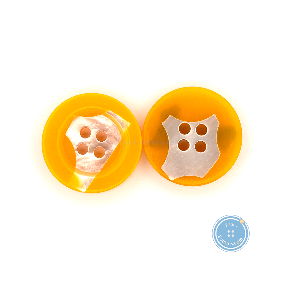(3 pieces set) 15mm & 20mm Buttons made of Recycled Shell in Yellow
