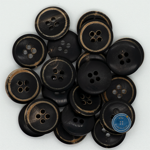 (3 pieces set) 15mm Real Horn Button with Burnt