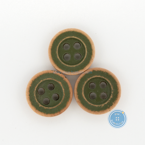 (3 pieces set) 10mm DTM Green Wooden Button with distressed