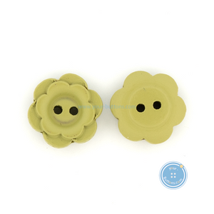 (3 pieces set) 11mm DTM Green Flower Wooden Button