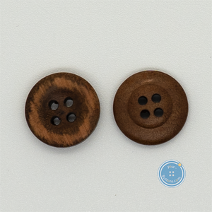 (3 pieces set) 14mm Brown & Black Vintage Wooden Button