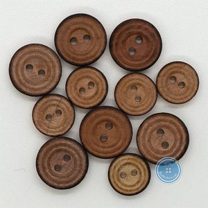 (3 pieces set) 10mm,11mm & 13mm Wood button with Burnt Rim