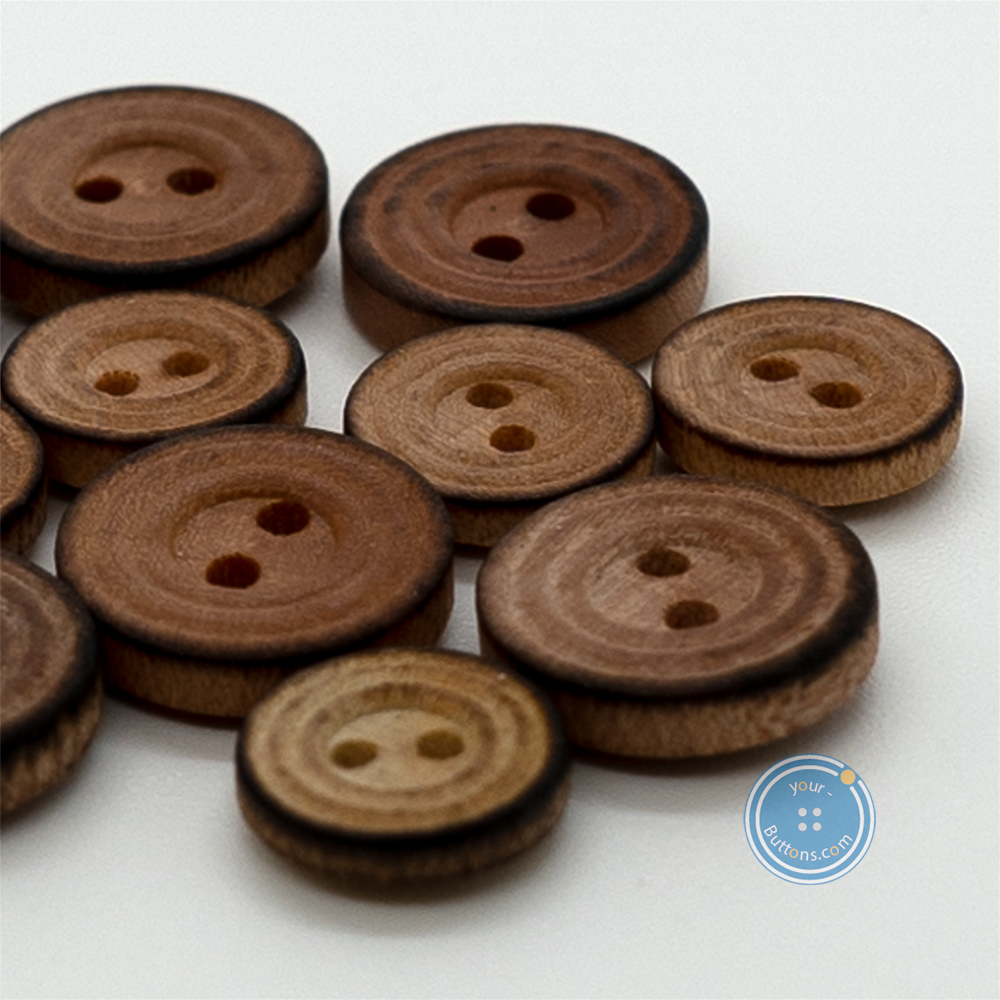 (3 pieces set) 10mm,11mm & 13mm Wood button with Burnt Rim