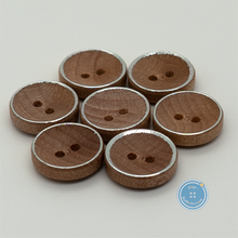 Load image into Gallery viewer, (3 pieces set) 13mm Wooden Button with hand-paint silver rim
