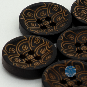 (3 pieces set) 18mm Wooden Button with laser pattern