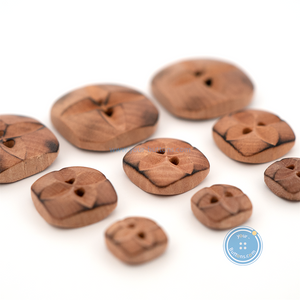 (3 pieces set) 13mm ,19mm & 25mm Square Wooden Button with Burnt