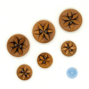 (3 pieces set) 11mm & 16.5mm-2hole Burnt Wooden Button