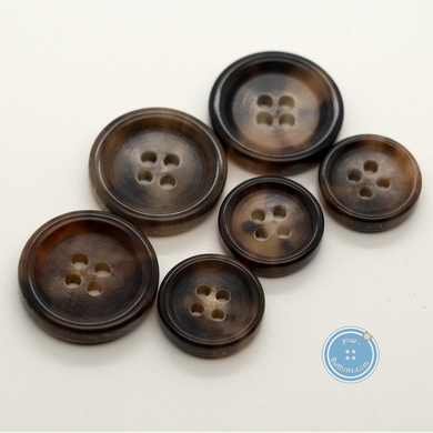 3 pieces set) 15mm & 20mm Unique 4hole white horn suit button