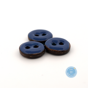 (3 pieces set)13mm Epoxy Coconut Shell Button - BLUE