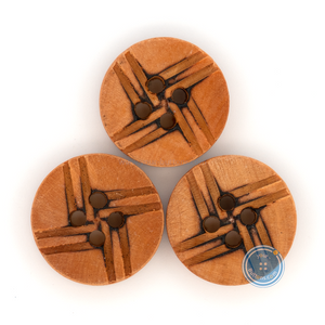(3 pieces set) 15mm Wooden Button with Pattern and Burnt