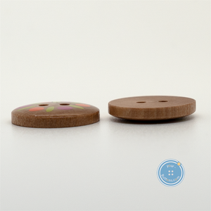 (3 pieces set) 19mm 2hole Wooden Button with Print Pattern