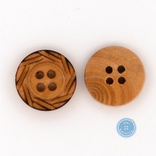 Load image into Gallery viewer, (3 pieces set) 15mm Wooden Button with Burnt Pattern
