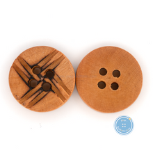 Load image into Gallery viewer, (3 pieces set) 15mm Wooden Button with Pattern and Burnt
