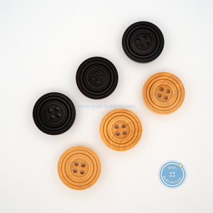 (3 pieces set) 22mm Wooden Button Natural & Dark Brown