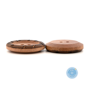 (3 pieces set) 27mm Natural Wooden Button with Burnt RIM