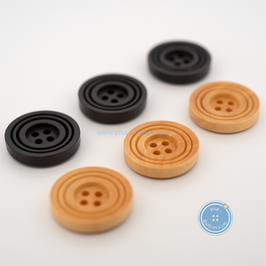 (3 pieces set) 22mm Wooden Button Natural & Dark Brown