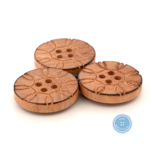 (3 pieces set) 17mm Litchi Wooden Button with burnt