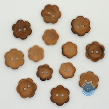 Load image into Gallery viewer, (3 pieces set) 13mm, 15mm &amp; 18mm Burnt Wooden Flower Button
