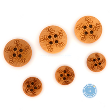 Load image into Gallery viewer, (3 pieces set) 10mm ,11mm , 15mm &amp; 17mm Natural Wood Button with Laser
