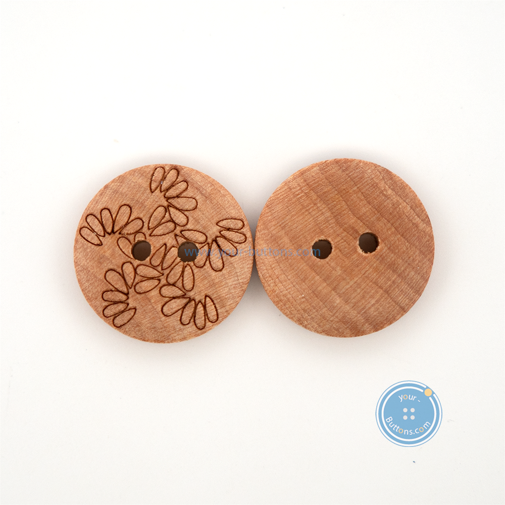 (3 pieces set) 17mm Wooden Button with laser pattern