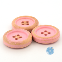 Load image into Gallery viewer, (3 pieces set) 21mm Distressed Pink Wooden Button
