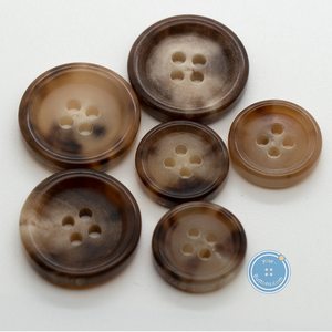 (3 pieces set) 15mm & 20mm 4hole Natural Toffee color Italy suit button