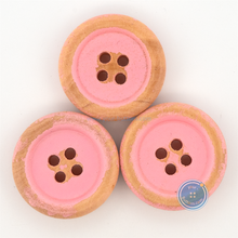Load image into Gallery viewer, (3 pieces set) 21mm Distressed Pink Wooden Button
