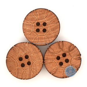 (3 pieces set) 17mm Litchi Wooden Button with burnt