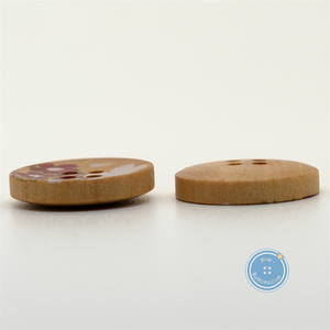 (3 pieces set) 17mm 4hole Wooden Button with Print Pattern