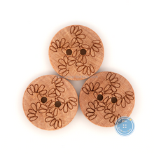 Load image into Gallery viewer, (3 pieces set) 17mm Wooden Button with laser pattern
