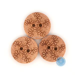 (3 pieces set) 17mm Wooden Button with laser pattern