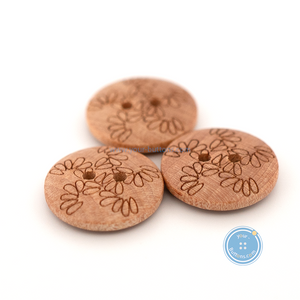 (3 pieces set) 17mm Wooden Button with laser pattern