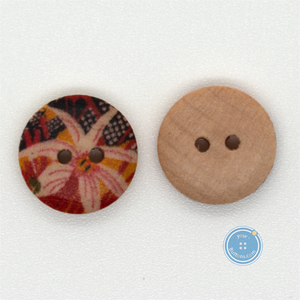 (3 pieces set) 11mm-2hole Wooden Button with Print Pattern