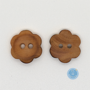 (3 pieces set) 13mm, 15mm & 18mm Burnt Wooden Flower Button