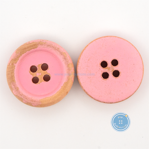 (3 pieces set) 21mm Distressed Pink Wooden Button