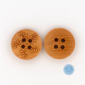 (3 pieces set) 10mm ,11mm , 15mm & 17mm Natural Wood Button with Laser
