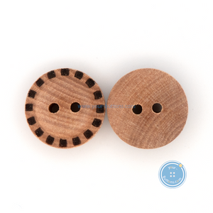 (3 pieces set) 15mm Wooden Button with burnt pattern
