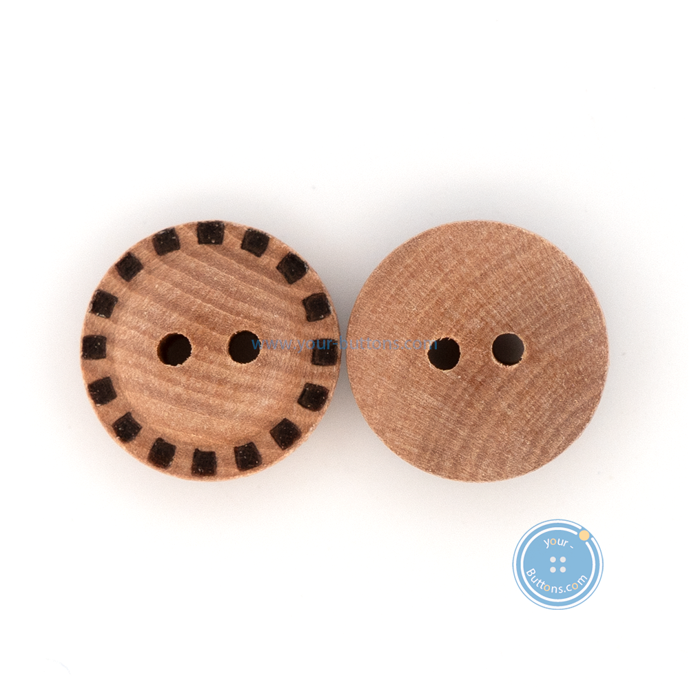 (3 pieces set) 15mm Wooden Button with burnt pattern