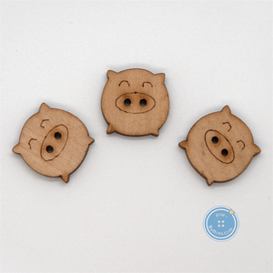 (3 pieces set) 17mm wooden Cute pig button