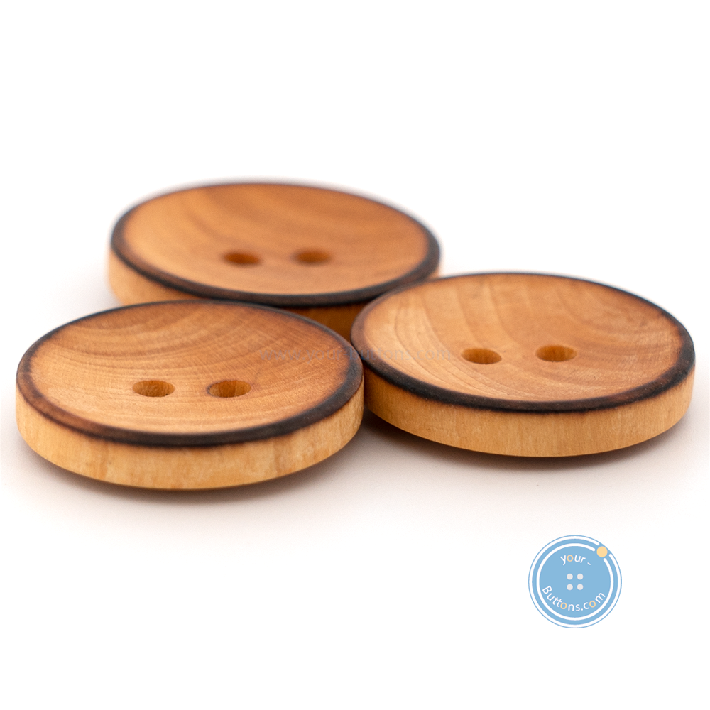 (3 pieces set) 16mm & 19mm Wood Button with Burnt RIM