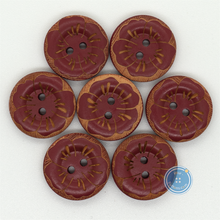 Load image into Gallery viewer, (3 pieces set) 18mm Wooden Button with Flower pattern
