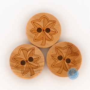(3 pieces set) 15mm Natural Wooden Button with Laser