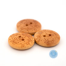 Load image into Gallery viewer, (3 pieces set) 22mm Laser Wooden Button
