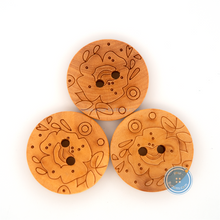 Load image into Gallery viewer, (3 pieces set) 22mm Laser Wooden Button
