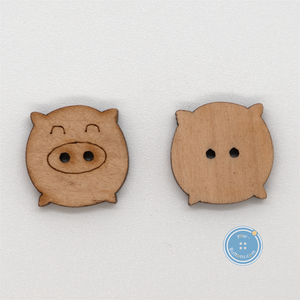 (3 pieces set) 17mm wooden Cute pig button