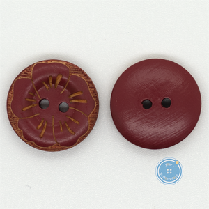 (3 pieces set) 18mm Wooden Button with Flower pattern