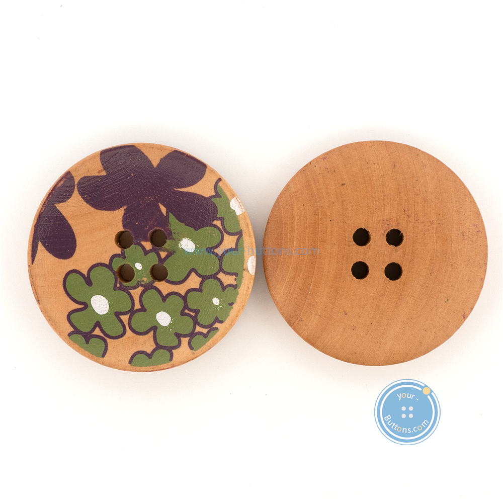 (3 pieces set) 27mm Wooden Button with Print