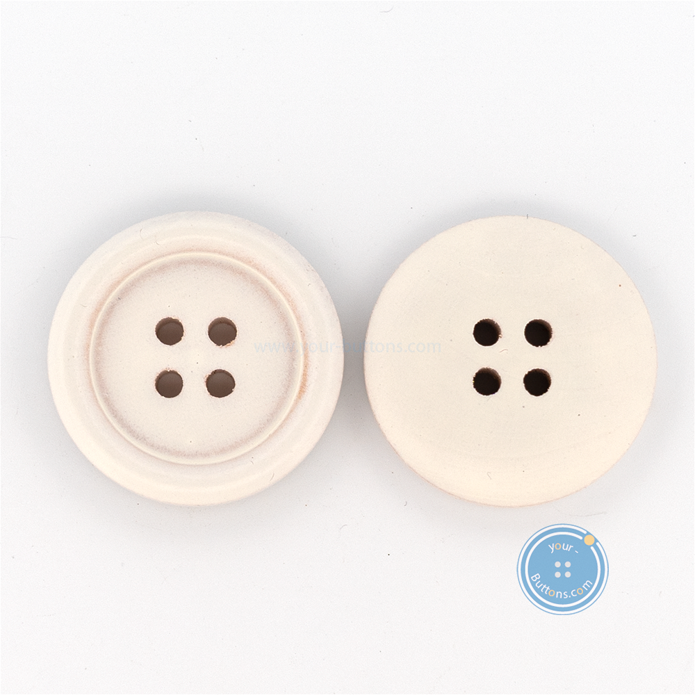 (3 pieces set) 25mm 4hole Wooden Button with distressed effect